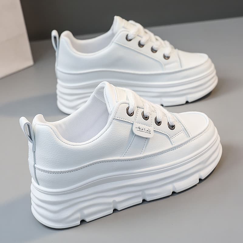 Sapatos Femininos Versáteis e Elegantes com Aumento de Altura para Exterior, Tênis Casuais de Sola Grossa OLCQ