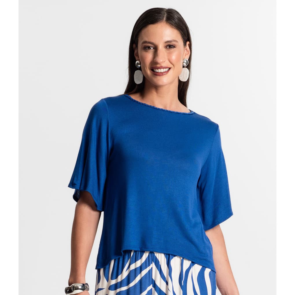 Blusa Feminina Rovitex Visco Tricot Manga Godê Elegante 3 4
