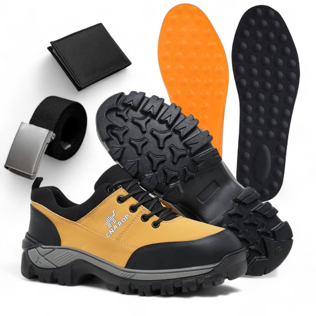 Tênis Masculino Adventure Tratorado Kit Completo Cinto Carteira Palmilha Gel Macia
