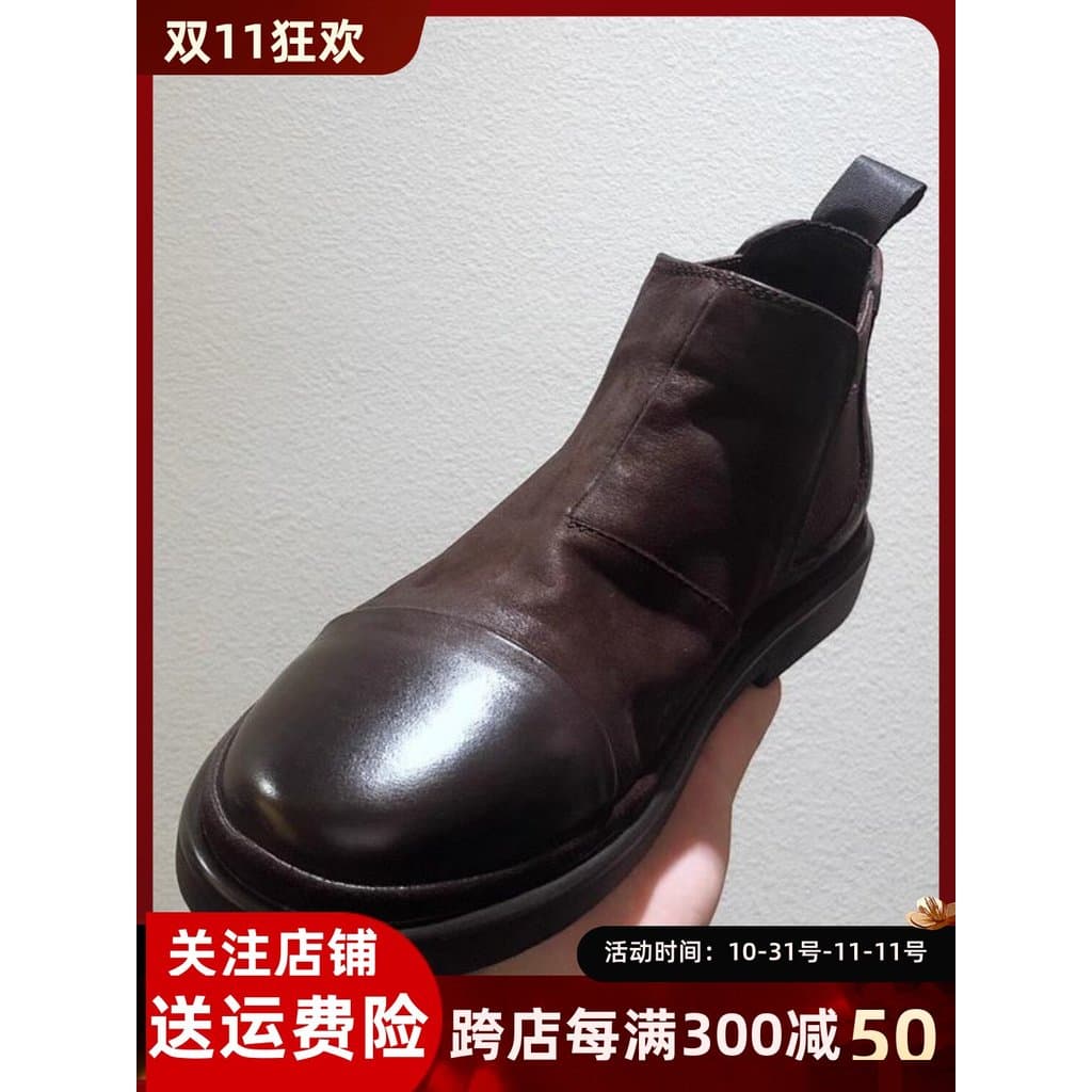 Chelsea botas masculinas de manga de couro botas curtas outono inverno Casual sapatos de couro de alta qualidade Mid-top