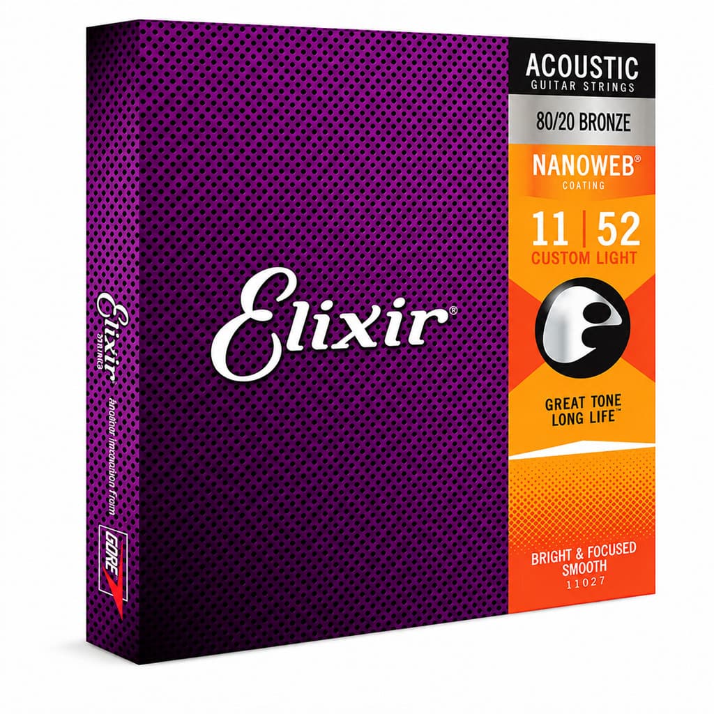 Encordoamento Violão Aço Elixir 011 Nanoweb 11027 Bronze 80/20 Custom Light Original Longa Durabilidade
