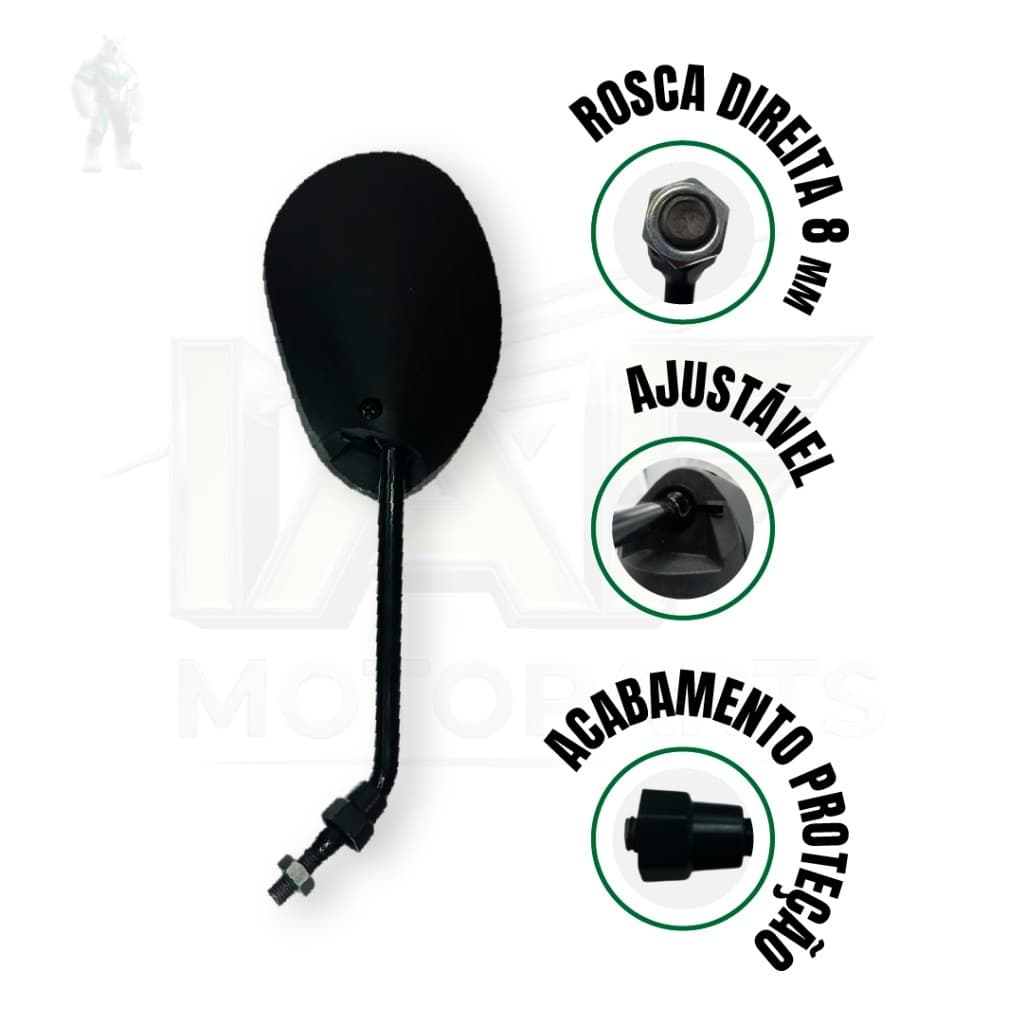 Par Espelho Retrovisor BIZ-POP-BROS Guidão Bicicleta Eletrica Mobilete Bike Motorizada Scooter 8mm
