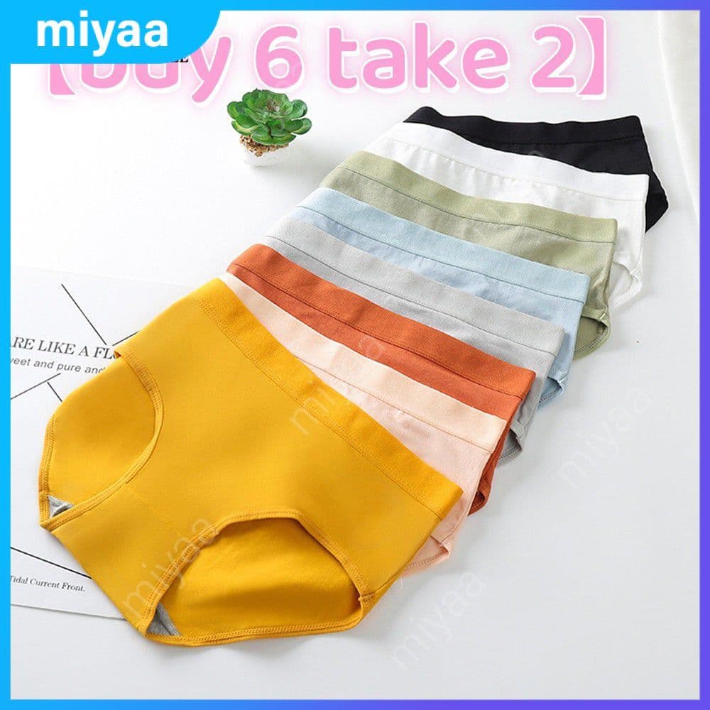 【Compre 6 e leve 2】Calcinhas de cintura média, clássicas, em tecido macio, lisas e simples, para mulheres. miyaa.br