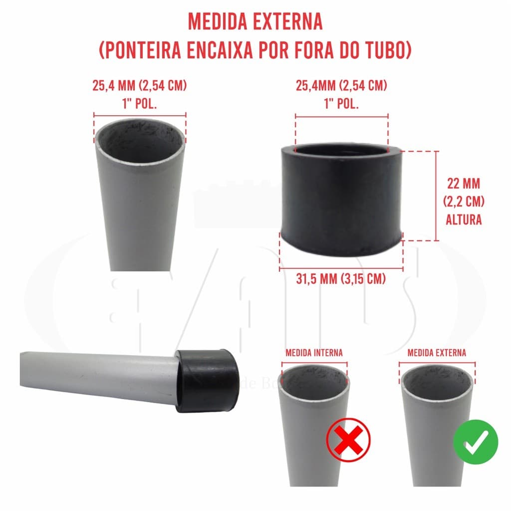Kit Ponteira de Borracha 1 Polegada para Pés de Cadeira e Mesa