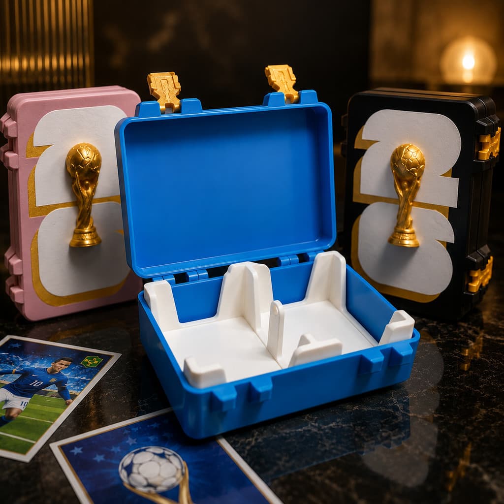 Porta Figurinha Copa 2026 com Troféu em Relevo | Estojo para Figurinhas e Cartinhas | Caixa Organizadora Premium