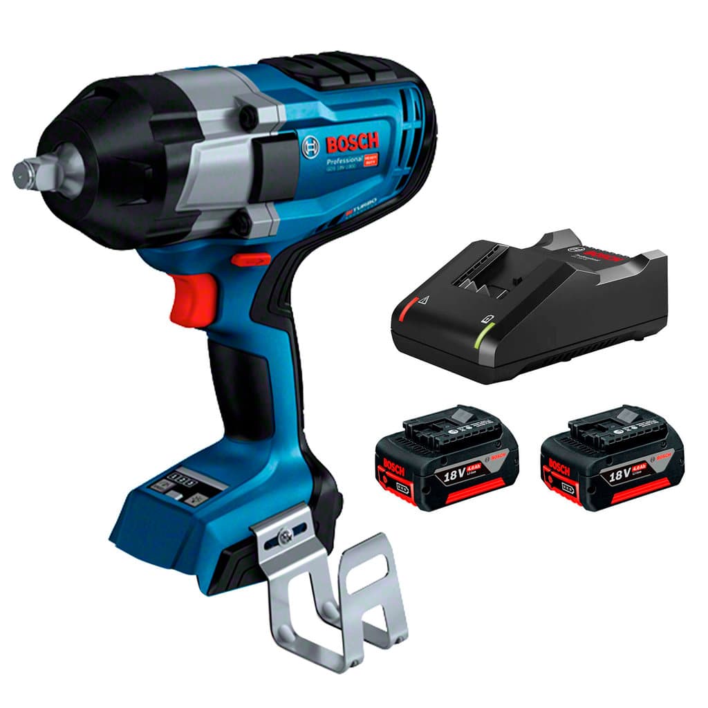 Chave de Impacto 1/2" GDS 18V-1000SB 18V + 2 Baterias 18V 4Ah + Carregador GAL 18V-40 18v Bivolt Bosch
