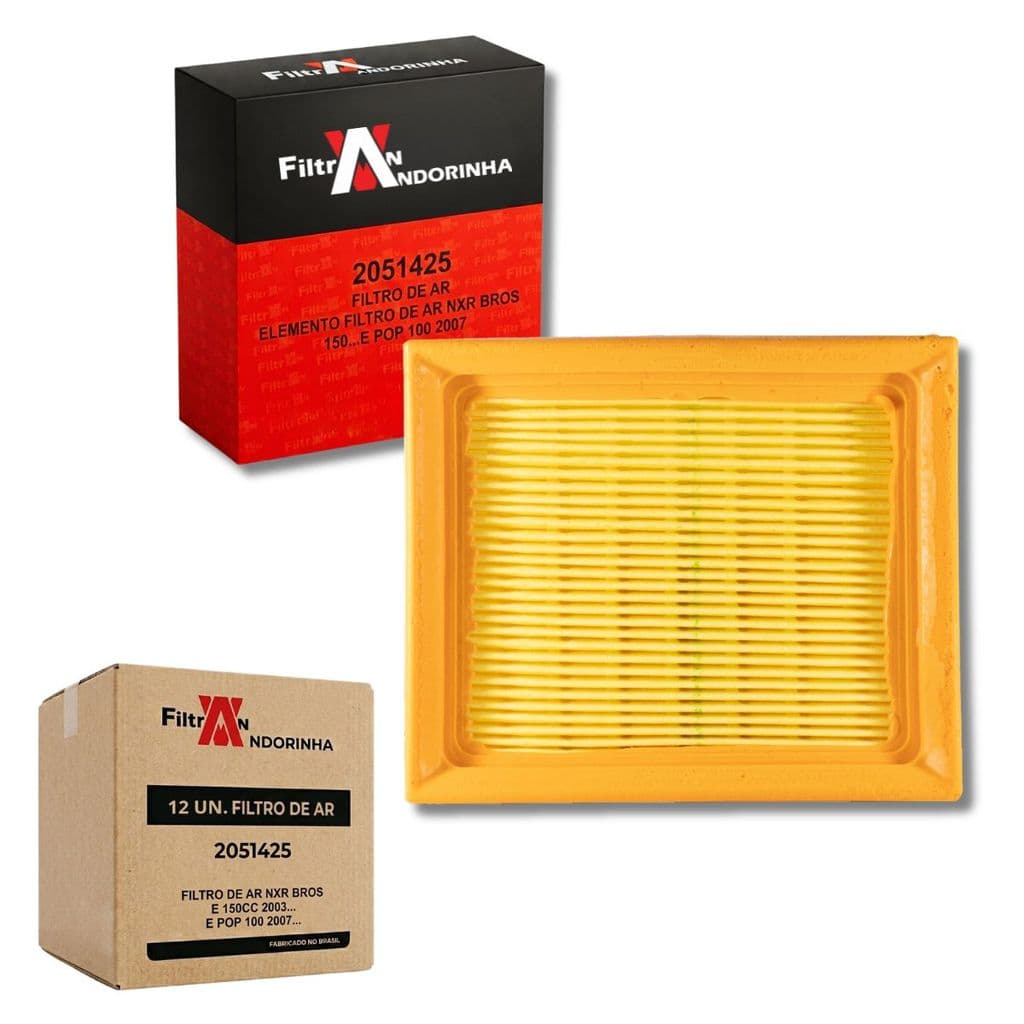 Kit 12 Unidades Filtro de Ar Filtran 2051425 Moto Honda NXR 160 Bros Pop 110i XRE 190 Titan Fan 150 CG 125 Fan Bros 150