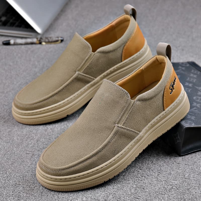 Sapatos de lona masculinos respirável sola macia sola plana 2026 novo estilo verão sola grossa condução velho pequim pan