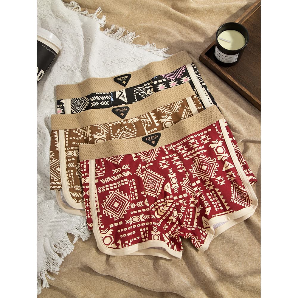 Retro estilo étnico roupa interior masculina algodão Armaya boxer impresso respirável boxer na moda Shorts roupa interio