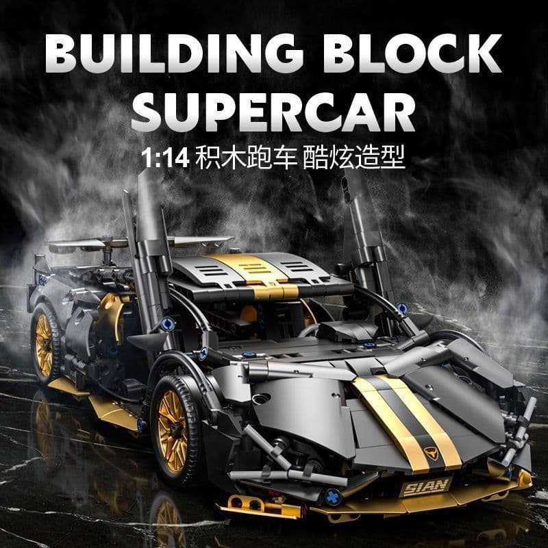 1200 PCS Ouro Preto Lamborghini Compatível Lego Blocos de Construção Montados Modelo de Carro de Corrida Decoração de Pr