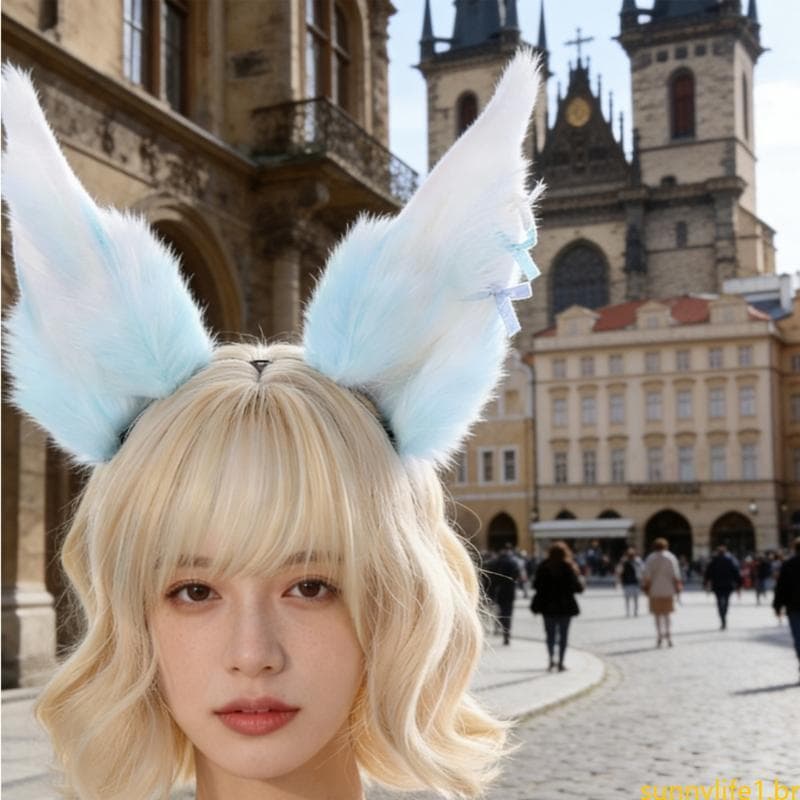 Sol Besta Orelha Hairband Para Cosplay Festas Fantasia Realista Dobrável Hairhoop Fotografia Halloween Suppl