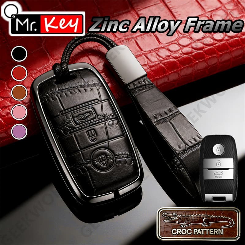 [Mr.Key] Capa De Couro Com Padrão De Crocodilo Para Chave De Carro KIA Sportage Cerato Optima K2 K3 K4 K5 RIO Picanto So