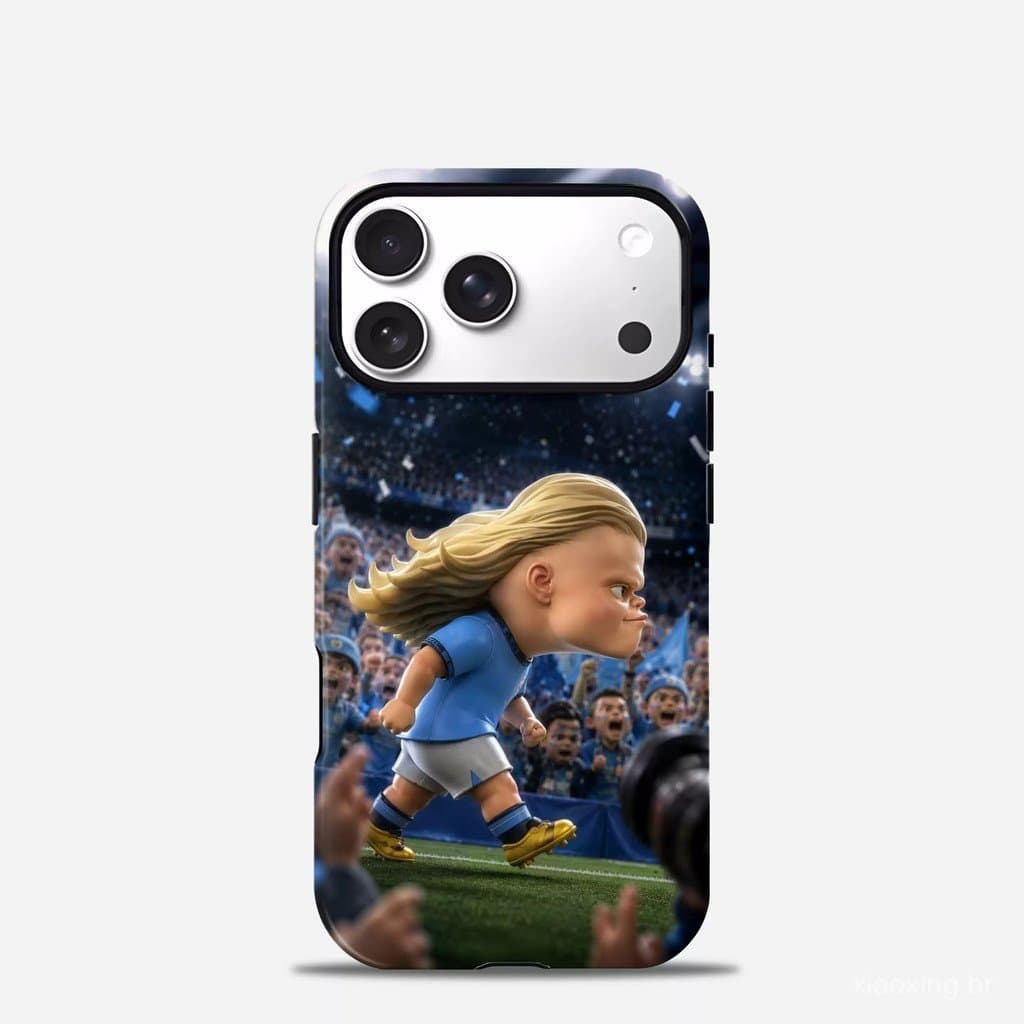 Capa de celular Running Haaland de cobertura total, adequada para Apple 17 Pro Max, iPhone 16 Pro, fofa e super popular