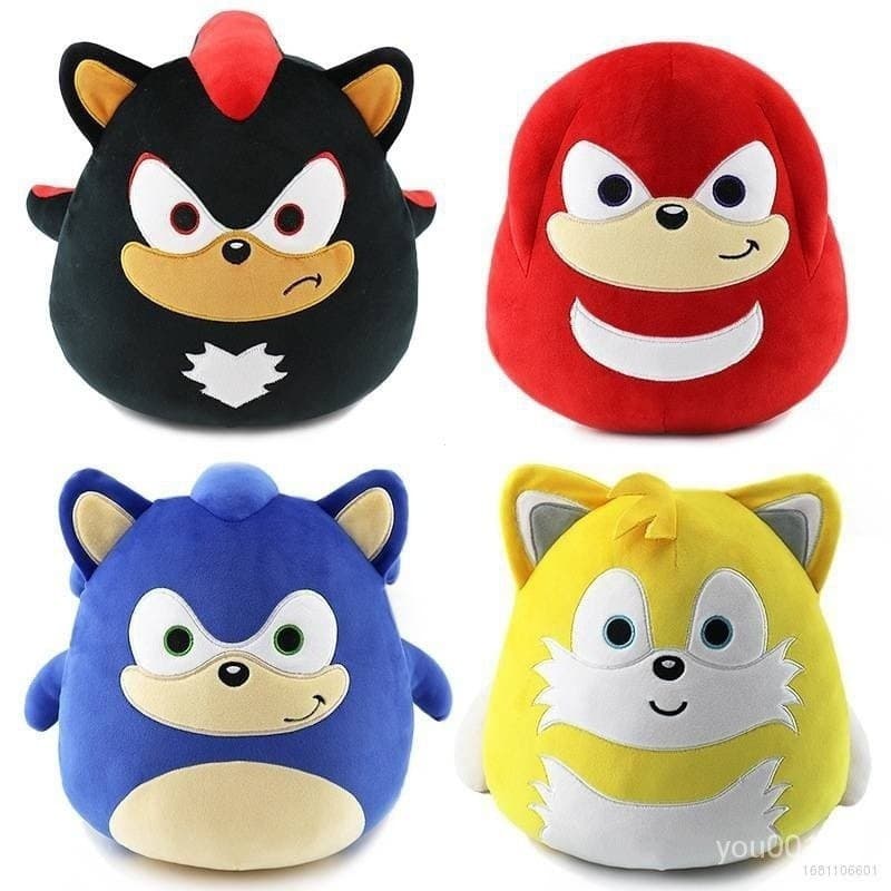 Brinquedos de Pelúcia Squishmallows Super Sonic de 35cm, Bonecos de Pelúcia Knuckles e Tails para Crianças, Brinquedos d
