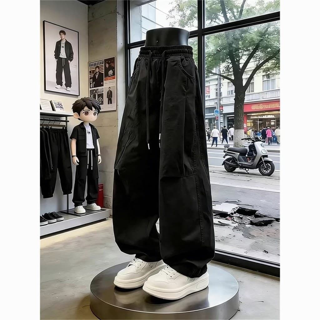 Macacão americano masculino reto solto Casual High-End Street Wear calças plissadas calças Retro na moda