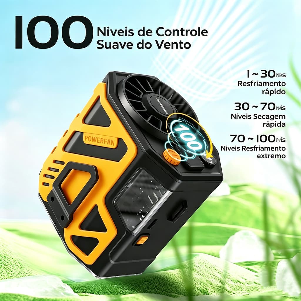 Ventilador de cintura pendurado ao ar livre portátil Gale canteiro de obras acampamento resfriamento carregamento USB pe