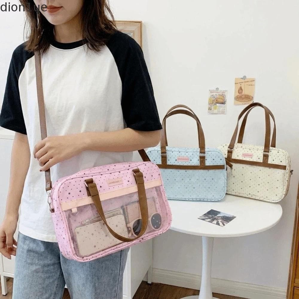 DION1UE Bolsa De Ombro , Ita Transparente Fofa De Bolinhas Crossbody Elegante Com Exibição De Crachá DIY