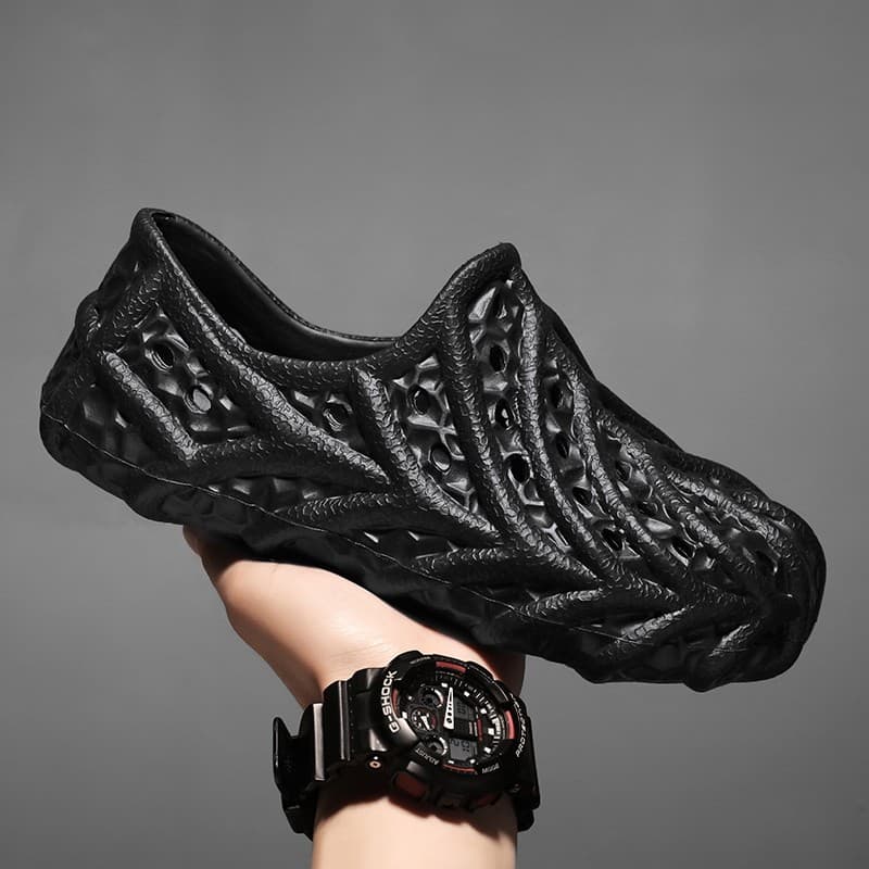 Botas de chuva de verão masculinas buraco respirável sapatos de água casuais antiderrapante impermeável leve oco sapatos