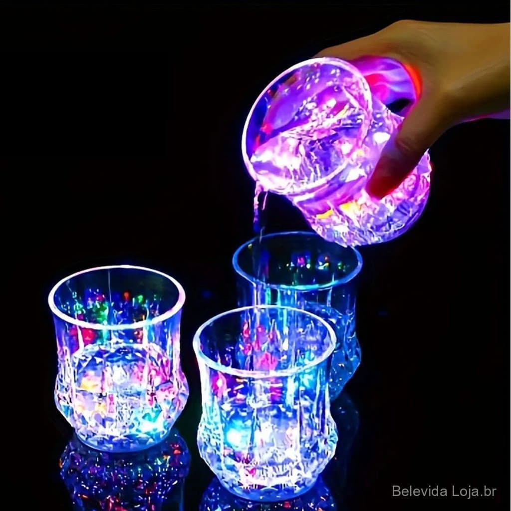 Presente para o Dia dos Pais: Conjunto de 2-4-6 Copos de Cristal LED Ativados por Líquido, Copos de Plástico Multicolori