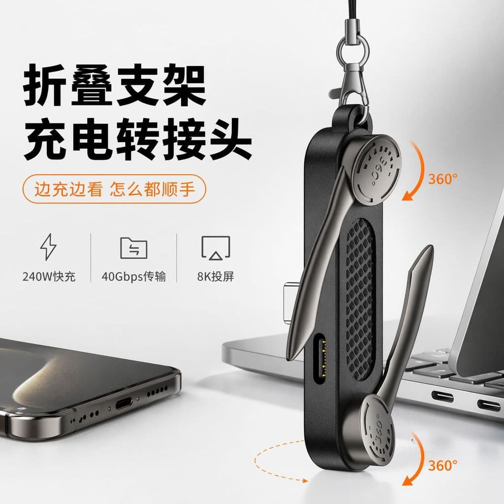 Suporte dobrável para celular de carregamento multifuncional USB4 Type-C 240W Adaptador de carregamento rápido Suporte p