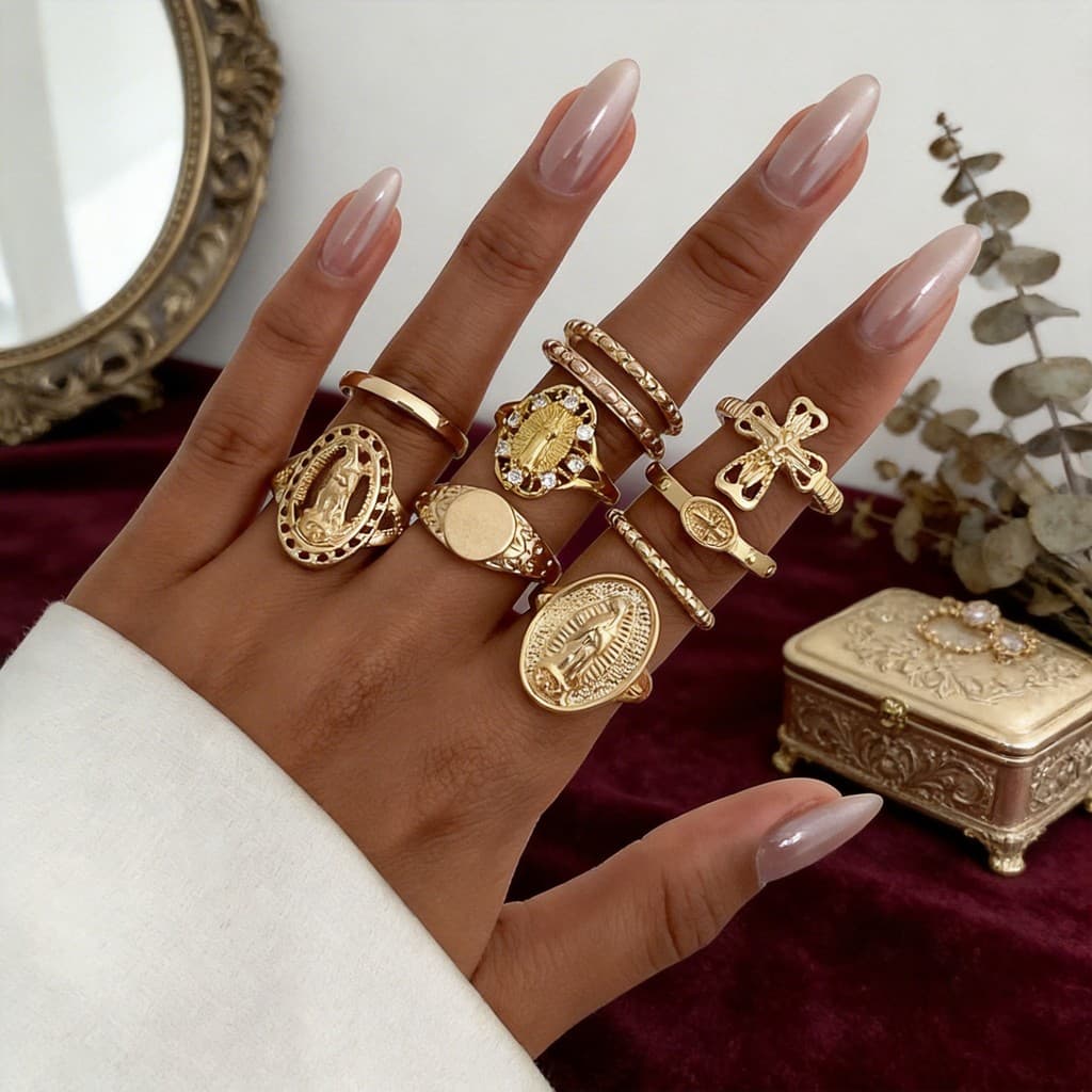 Anel exagerado simples estilo legal geométrico Irregular conjunto de jóias anel moda Punk cauda anel