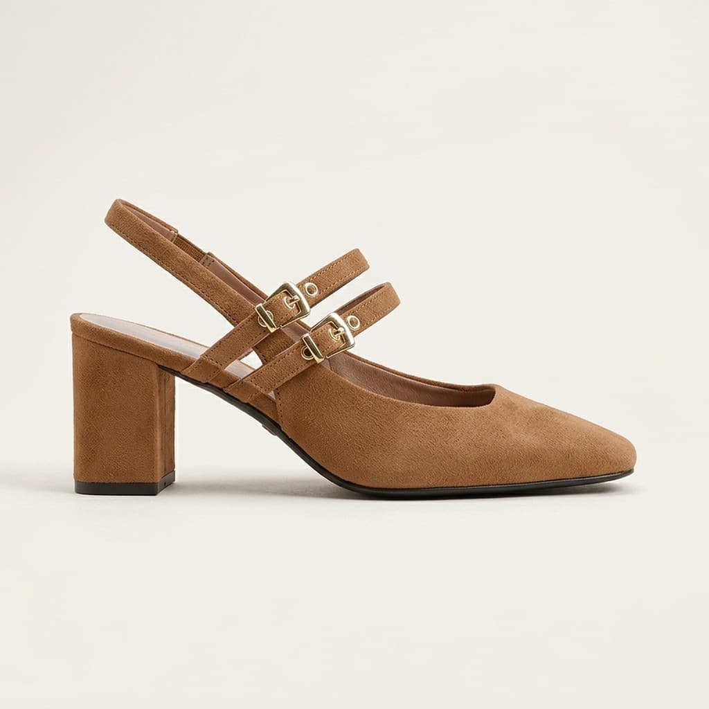 Sapato Vizzano Slingback Salto Bloco Caramelo