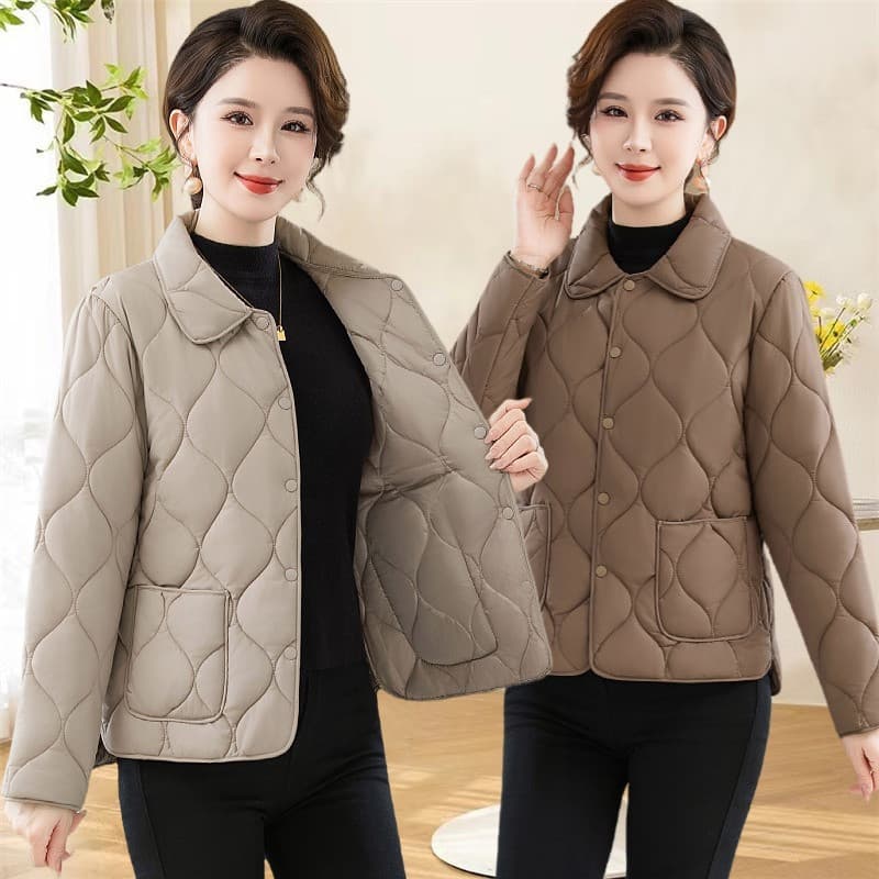 Idosos de meia-idade outono inverno novo estilo leve roupas acolchoadas de algodão roupas mãe moda quente topo avó roupa
