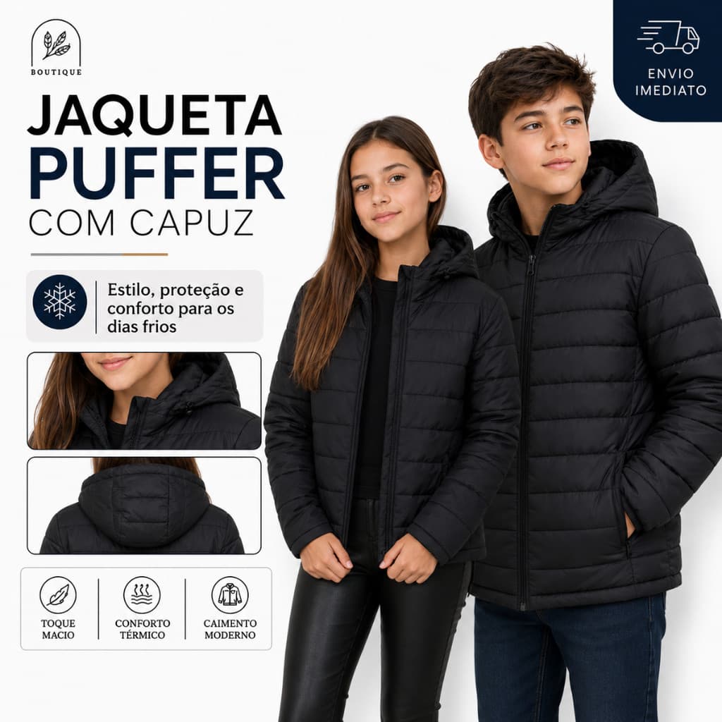 Jaqueta Infantil Masculino /Feminino Touca Inverno Frio Intenso