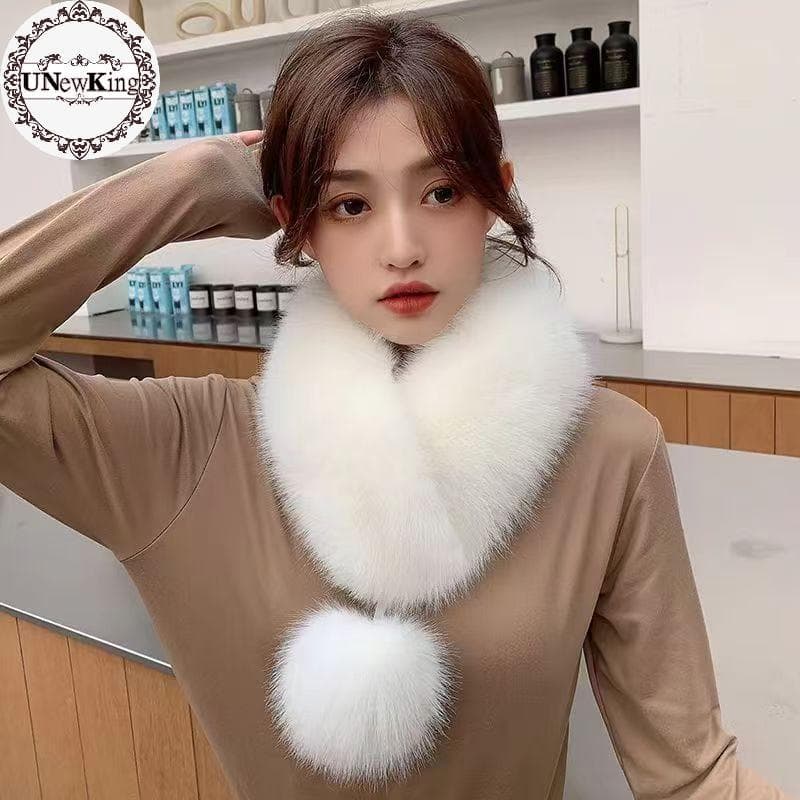 UNewKing Luxo Textura De Veludo Inverno Ao Ar Livre Quente Cachecol Cor Sólida Macio Gola Pele Do Falso Thiened Ne Para
