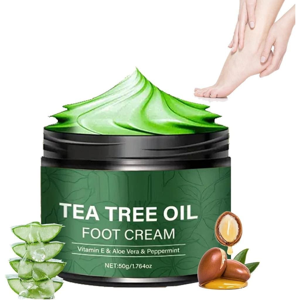 Hidratante para os Pés com Aloe Vera e Óleo de Tea Tree, Creme para os Pés com Óleo de Tea Tree, Tratamento para Calcanh