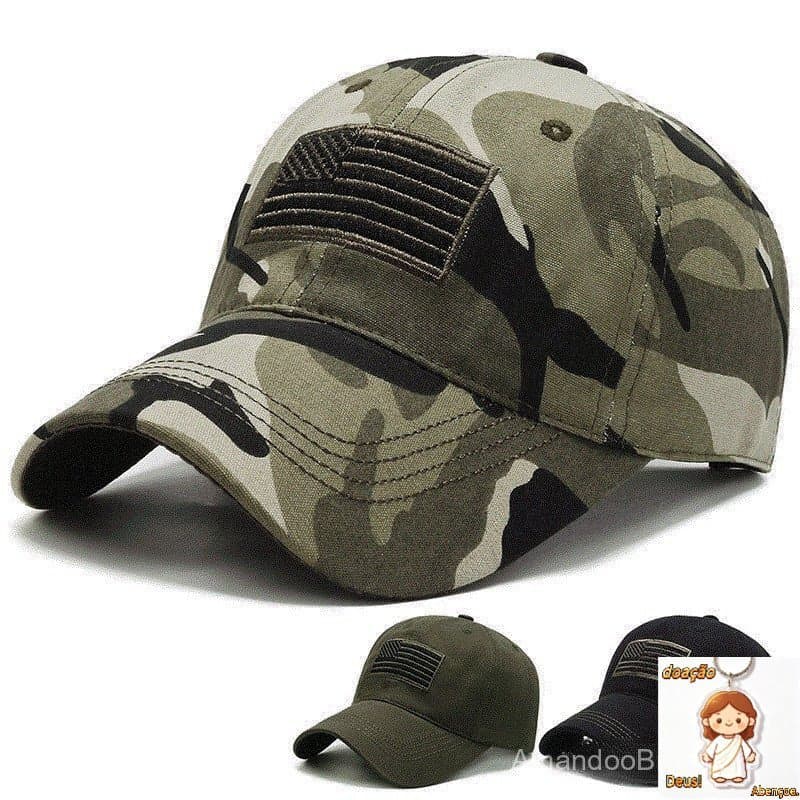 Boné de Beisebol Militar Camuflado com Bandeira Americana para Homens, Snapback Bordado, Chapéu Tático para Pais, Boné S