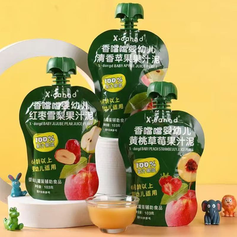 Xiangdang purê de suco de bebê purê de frutas crianças lanches vegetais portátil sabor morango 103g