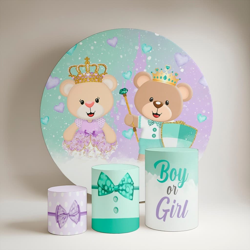 Kit Painel + Trio Capa de Cilindro Tema Chá Revelação