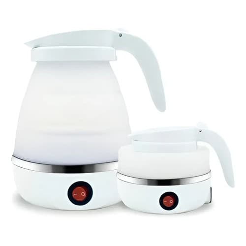 Chaleira Elétrica Dobrável Silicone 600ml Branco 110v Branco
