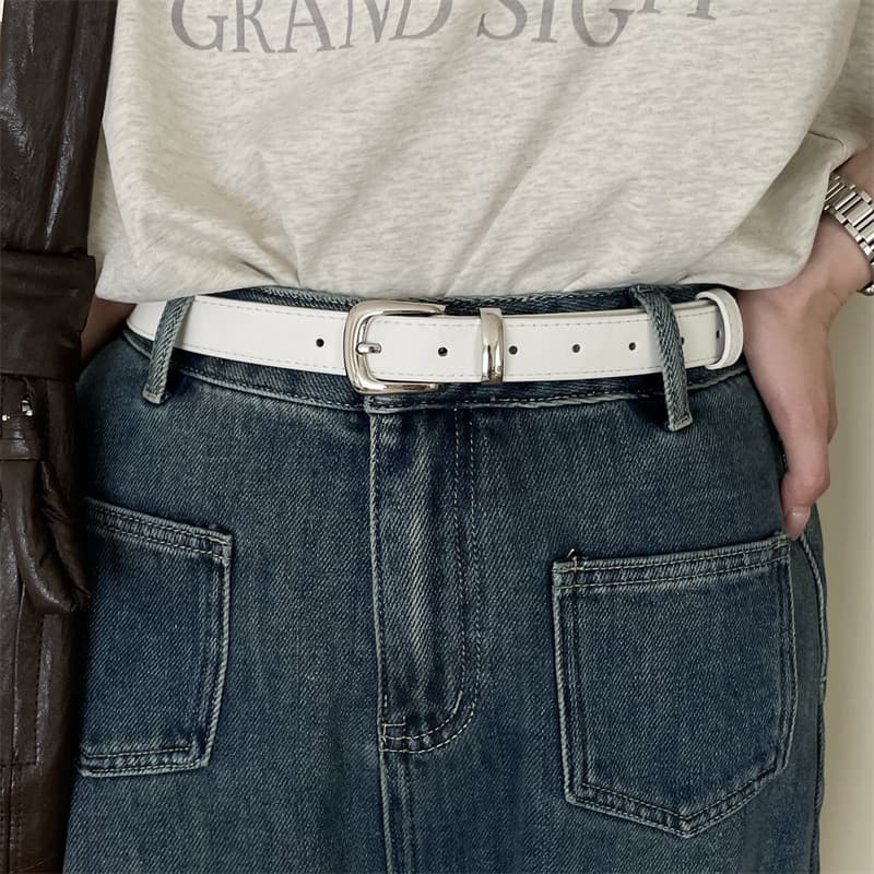 Cinto branco combinando calças brancas Jeans senhoras cinto estudante 2026 novo estilo juventude cinto decorativo All-Ma