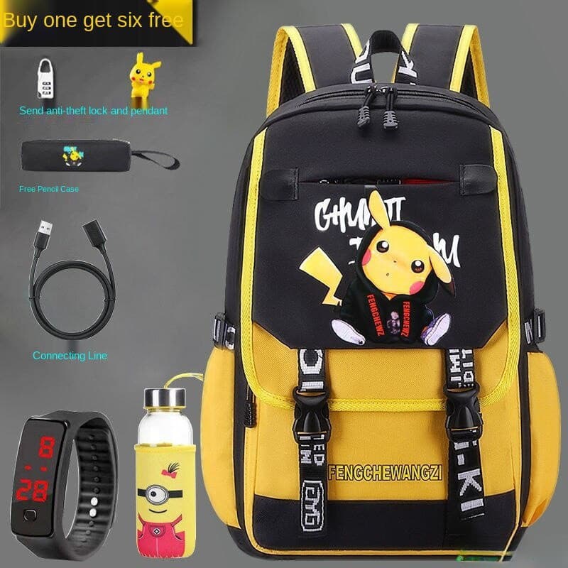 【 Entrega De 24 Horas 】Pikachu anime escola sacos para homens e mulheres 9QDZ 31996