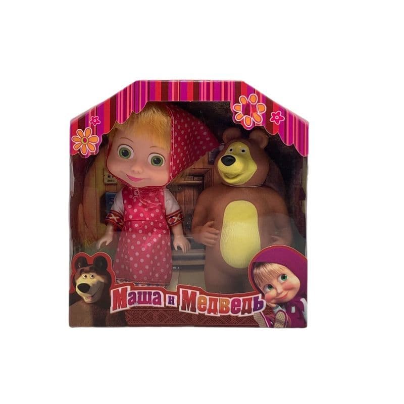 Masha urso brinquedo boneca 22cm masha urso boneca clássico conjunto vinil urso pode voz masha urso