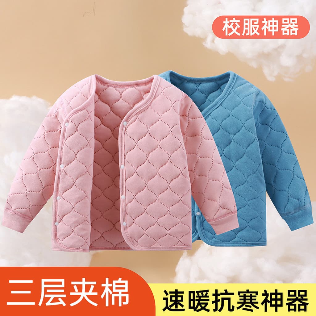 Jaqueta acolchoada pequena para crianças, roupa externa, espessada, quente, 2026, outono inverno, forro, meninos, menina