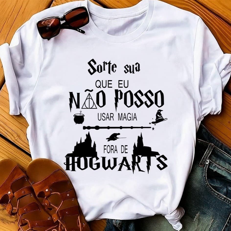 Camiseta Feminina Harry Potter Magia Funny Cartoon Unissex