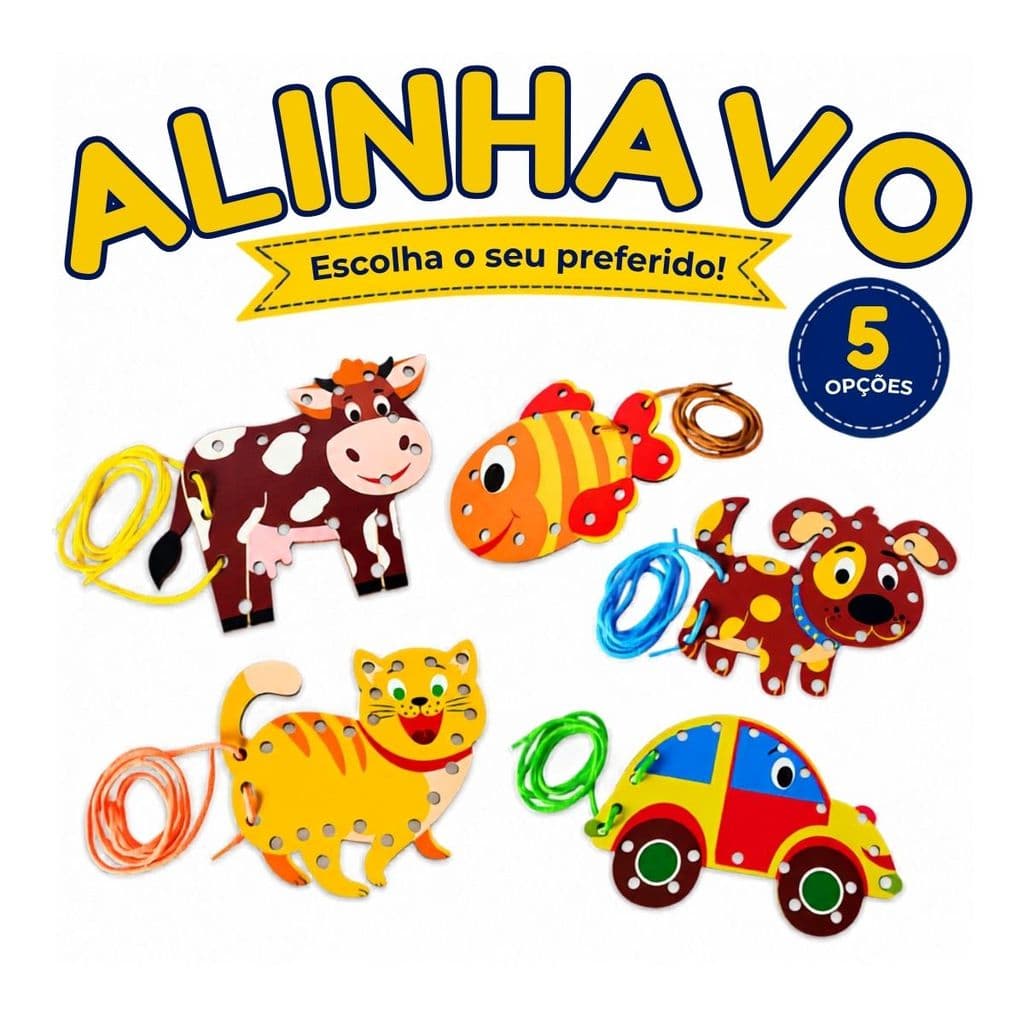 Alinhavo Infantil Coordenação Motora Brinquedo Educativo - Maninho
