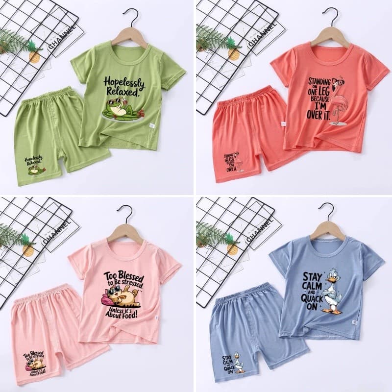 Conjunto De Shorts Infantis De Manga Curta , Camiseta Fina Para Casa , Tecido Confortável E Macio , Pijama Com Estampa D