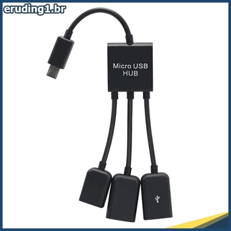 erudi 3 Em 1 Micro USB OTG Cabo Adaptador Macho Para Fêmea Hub Smartphone Computador Tablet 3 Portas .