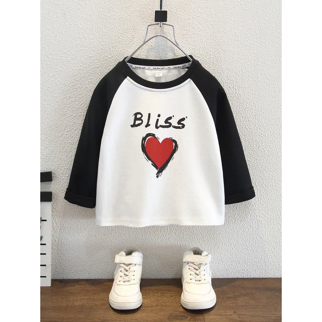 Crianças primavera outono camiseta de manga comprida 2026 novo estilo crianças puro algodão manga Raglan topo das mulher