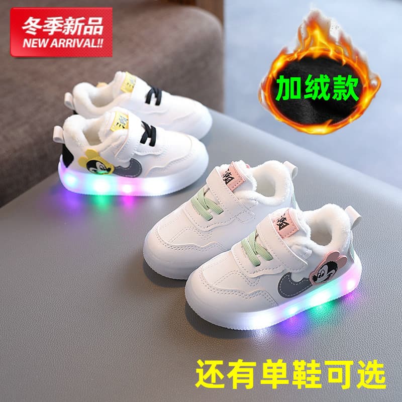 W inverno sapatos infantis meninas sapatos brancos jardim de infância sapatos de bebê menino esportivos de lã qu