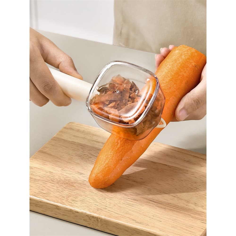 Faca de descascar frutas cozinha dedicada multifuncional descascador doméstico fácil de limpar transparente pode armazen