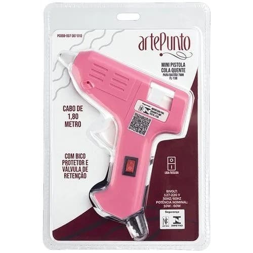 Pistola de Cola Quente Artepunto Bivolt com Bico Protetor Cabo 1,8m Liga e Desliga para Artesanato