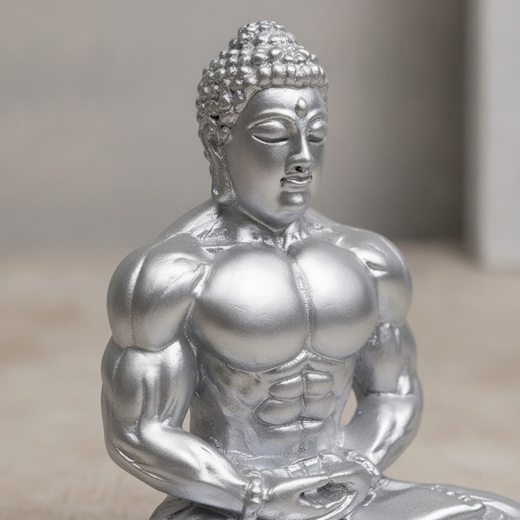 Estátua De Buda Com Acabamento Metálico , Meditando Em Poliresina , Estatueta De Meditação , Ornamento De Longa Duração