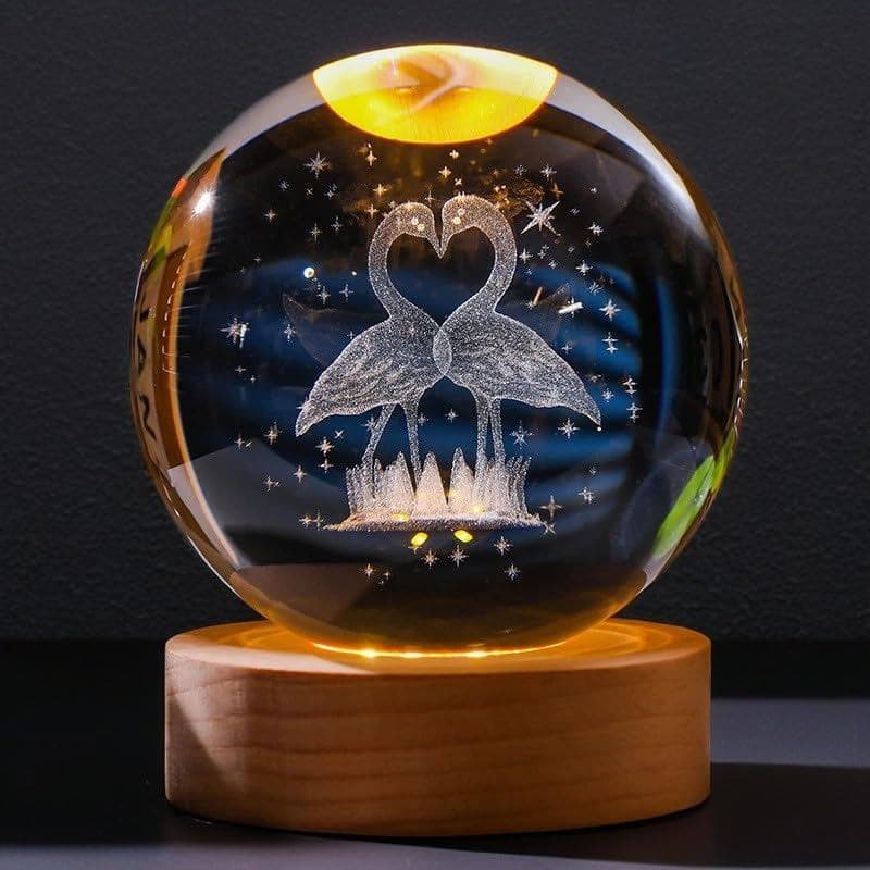 Luminária Noturna em Forma de Bola de Cristal 3D, Luminária Noturna em Forma de Bola de Vidro com Tema Animal de 80mm co