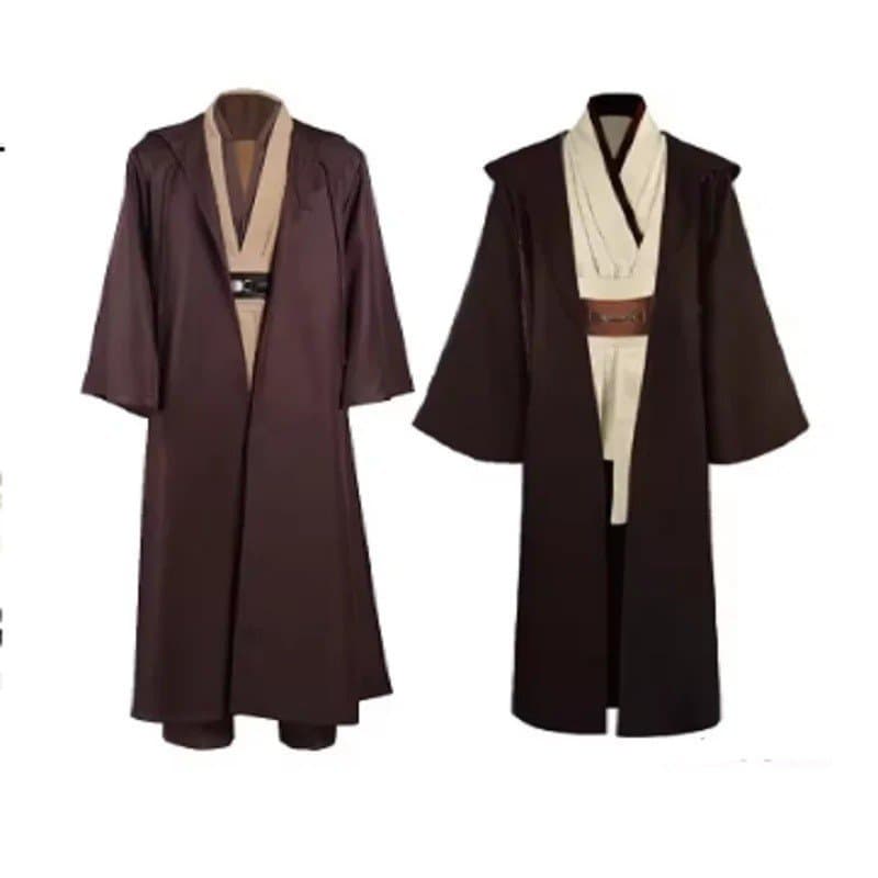 Fantasia de Cosplay de Jedi Obi Wan Kenobi para Adultos, Unissex, Casaco, Uniforme de Frade, Conjunto Completo de Acessó