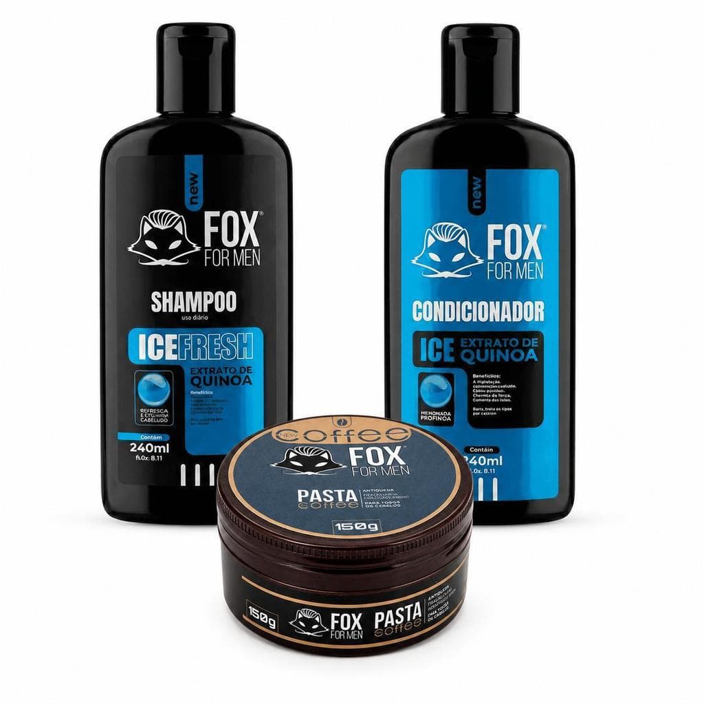 Kit Shampoo e Condicionador Ice Pasta Modeladora  Fox For Men controle de frizz, Modelagem Natural